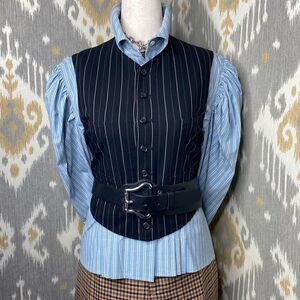 Ralph Lauren Collection ~ Black Wool Pinstripe Waistcoat Gilet Vest